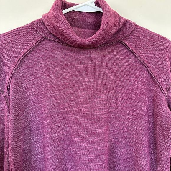 We the Free Split Back Turtleneck Long Raglan Sleeve High Low Hem Purple XS - Picture 3 of 10